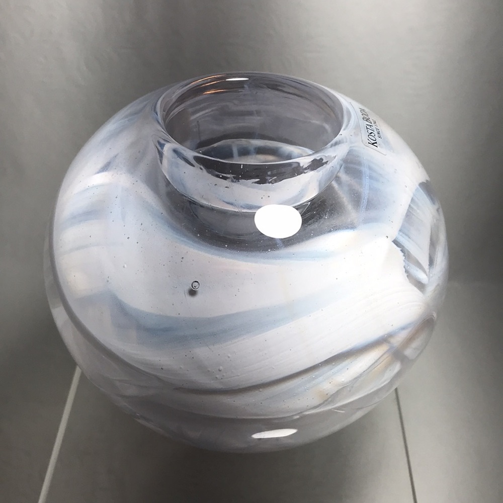 Kosta Boda Sweden Brand Arctic Moon Swirl Glass Votive Candle Holder Anna Ehrner